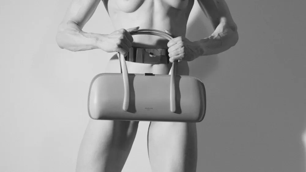Mugler Debuts Aurora Handbag Campaign With Nude Female Bodybuilder